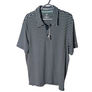 Adidas Golf Polo Performance Shirt Men's Large Blue Stripe UPF 50 NWOT